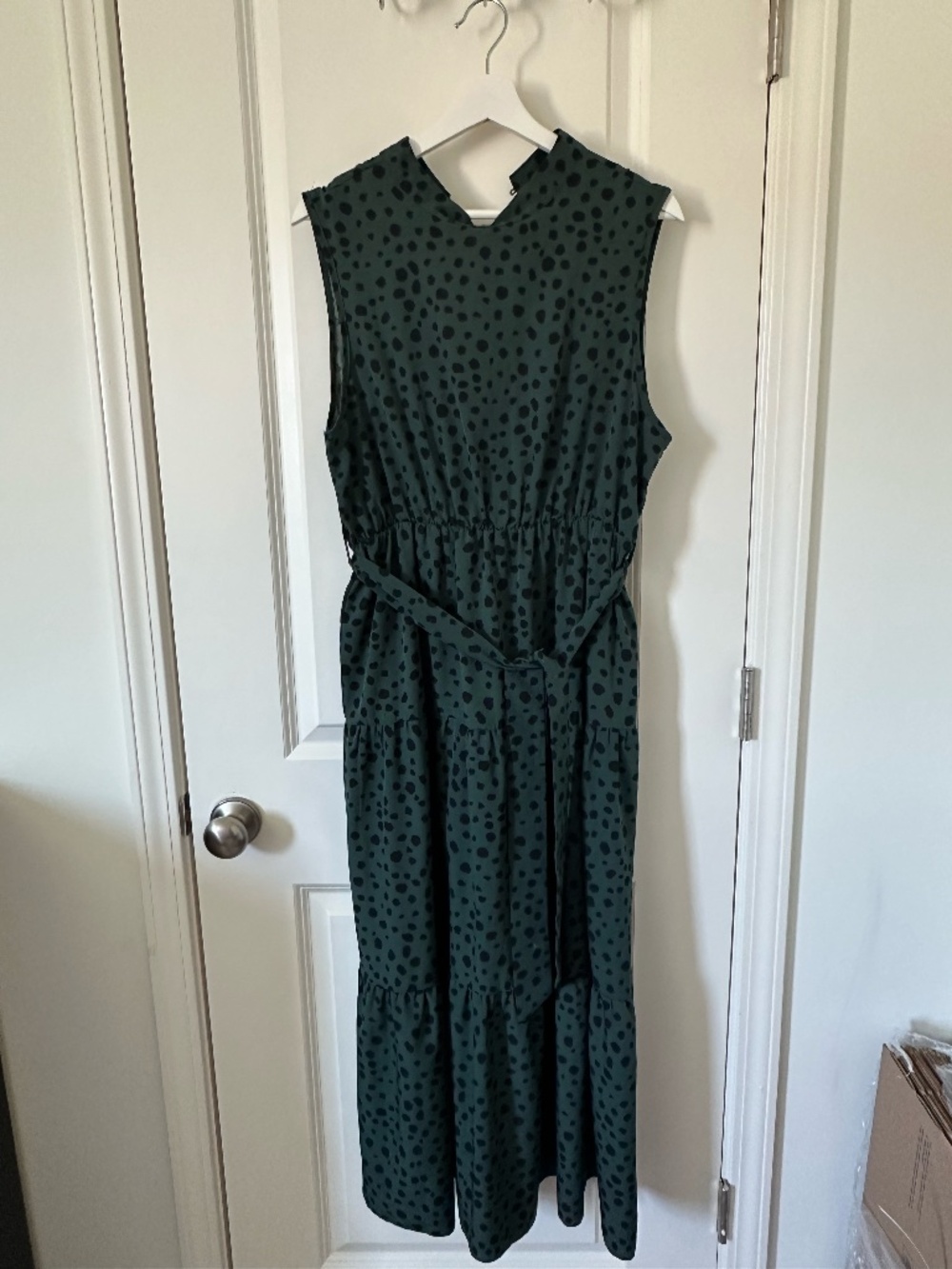 Dark Green Polka Dot Midi Dress